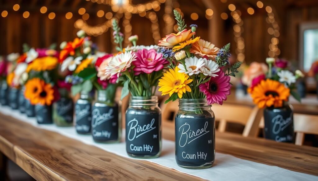 Chalkboard Paint Mason Jar Centerpiece