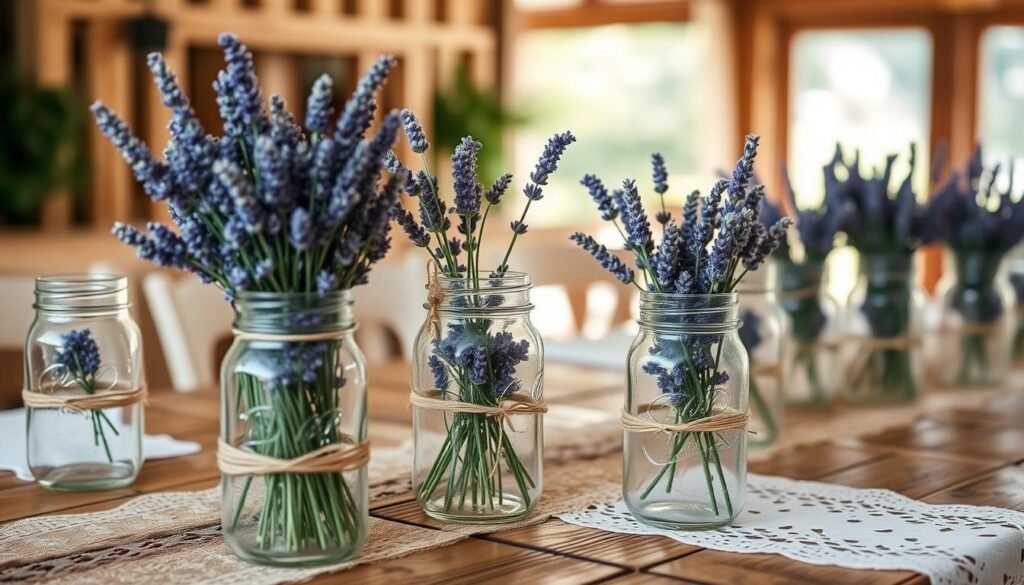 Lavender Mason Jar Wedding Centerpiece