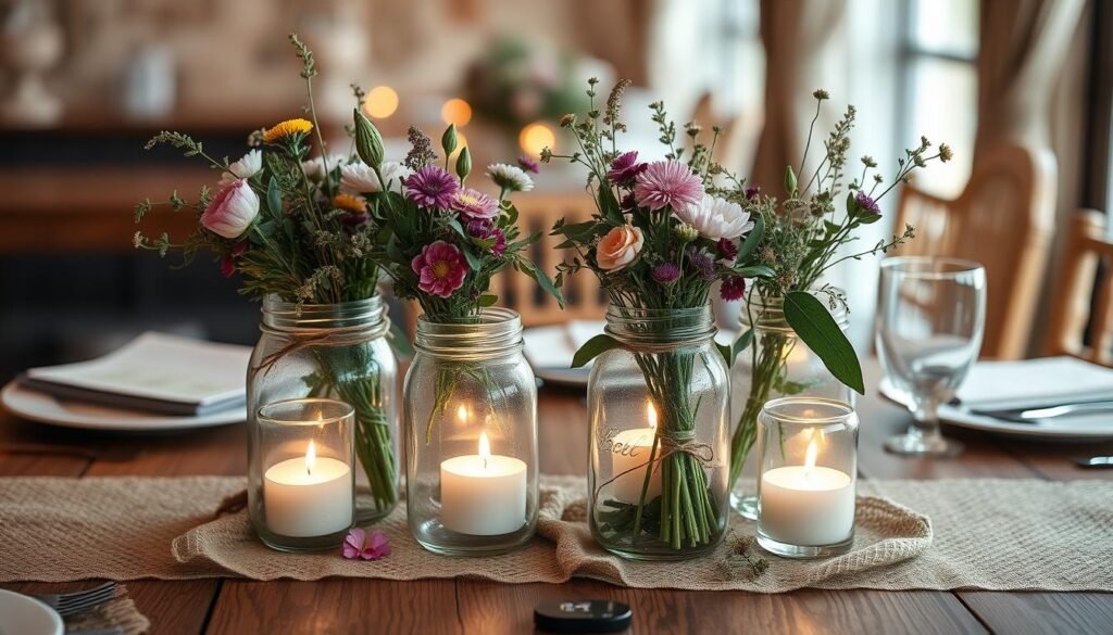 Mason jar wedding centerpiece