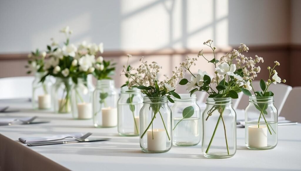 Modern Minimalist Mason Jar Centerpiece.