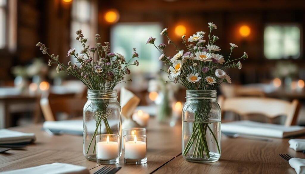 Rustic Chic Mason Jar Centerpiece