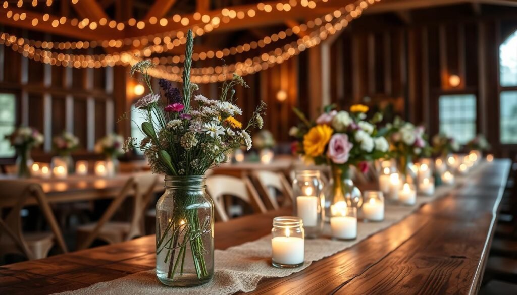 Rustic Mason Jar Wedding Centerpiece