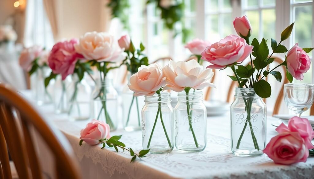Single Bloom Mason Jar Wedding Decoration