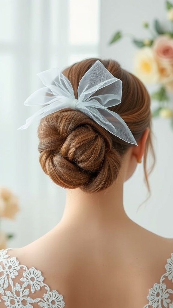 Elegant chignon hairstyle with a veil